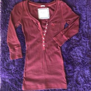 Abercrombie and Fitch dark maroon crop shirt